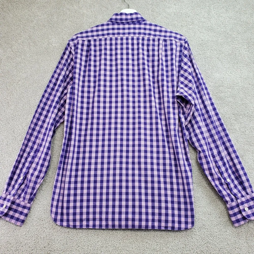 J. Crew Slim Fit Gingham Plaid Button Down Shirt Mens  M Purple Pink Long Sleeve